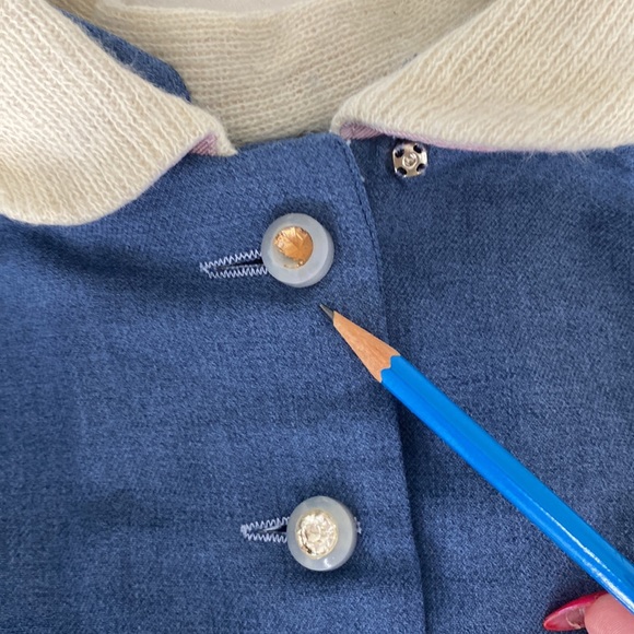 Late 1940s/early 1950s slate blue secretary/office/day dress with pockets - Picture 9 of 10